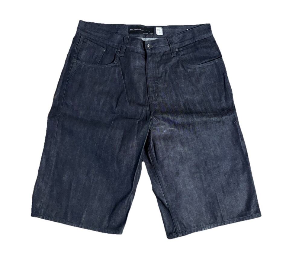 Rockawear Men’s Baggy Y2K Shorts Street Wear Size 38 Dark Wash